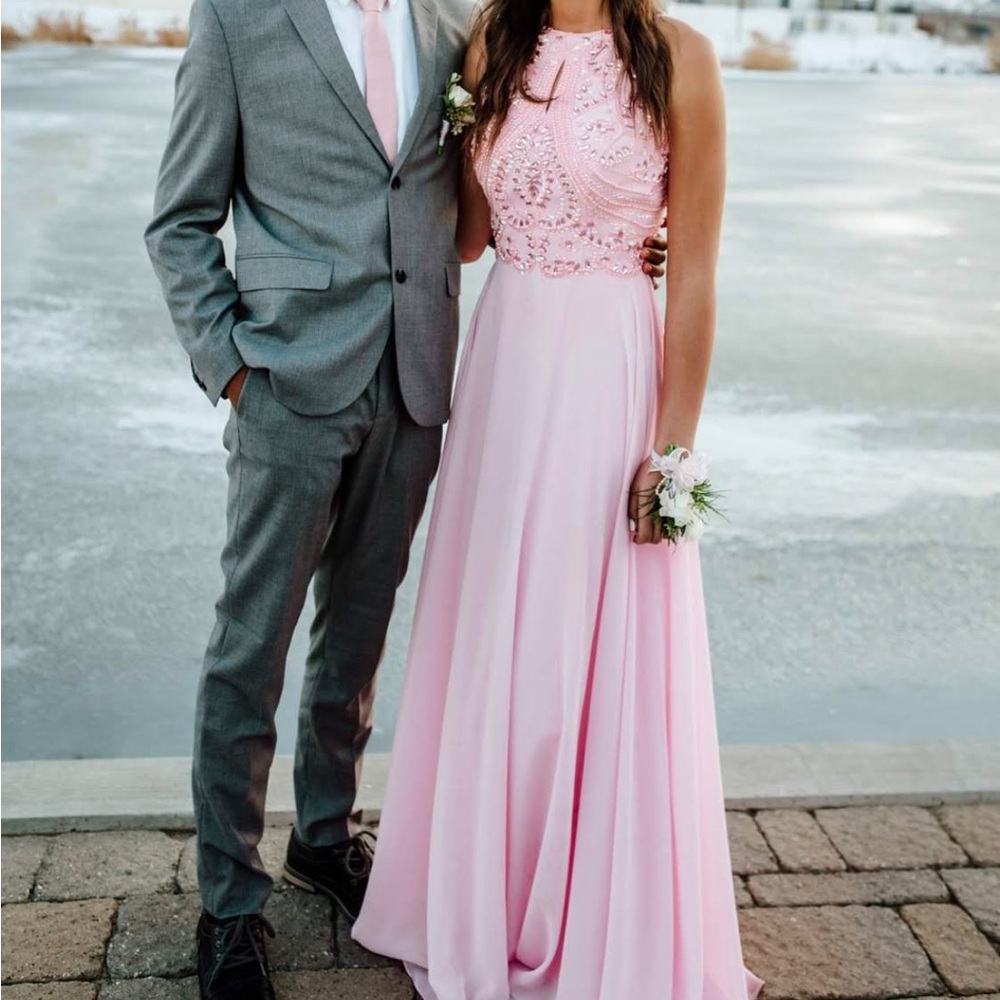 Elegant Pink Lace Gown